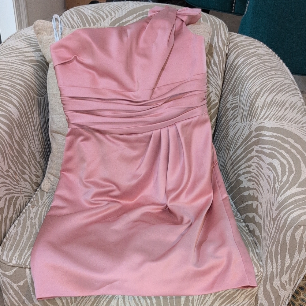 David's Bridal One-Shoulder Blush Dress
